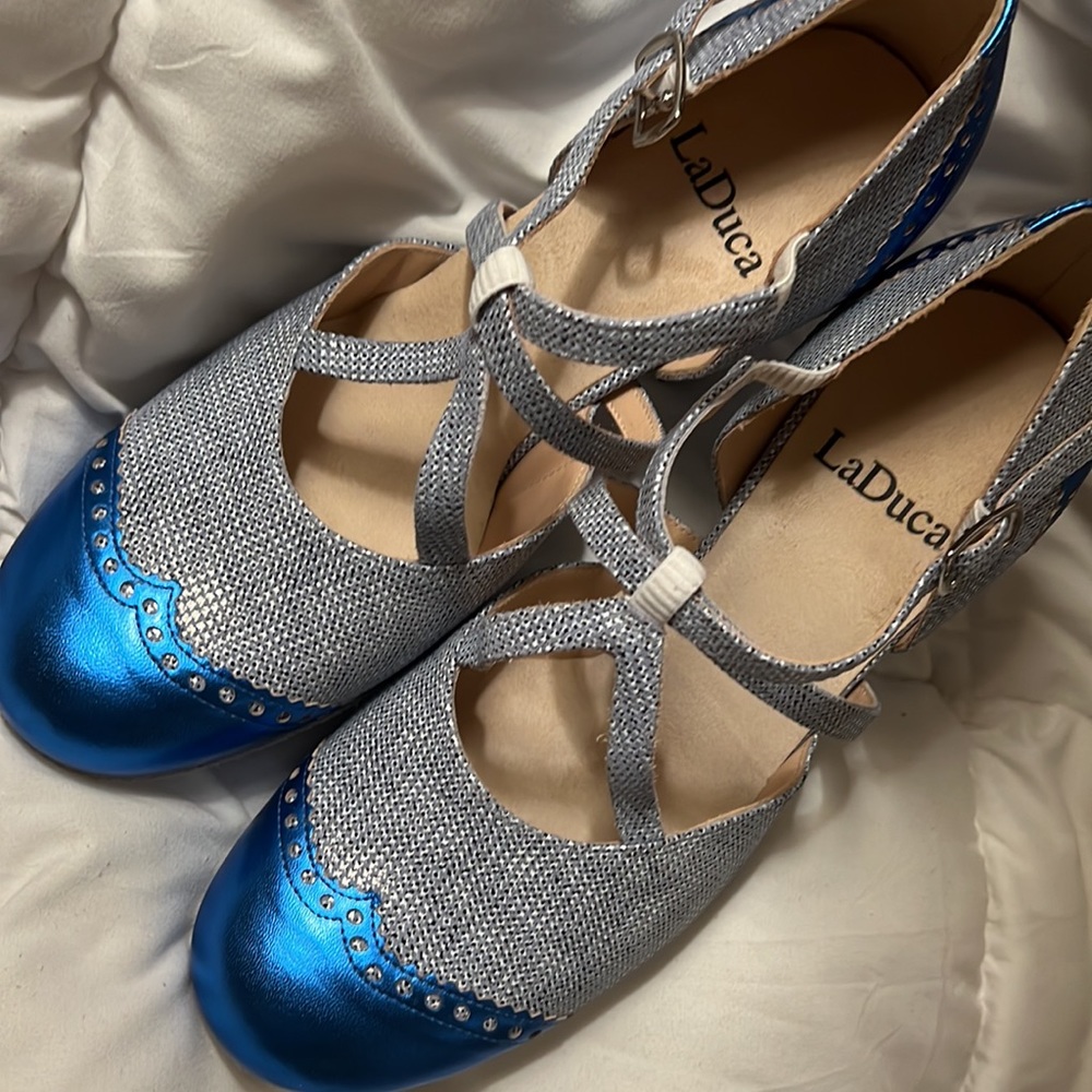 LaDuca Limited Edition #5- Metallic Blue/Novelty Blue 3" Soft Sole Size 39